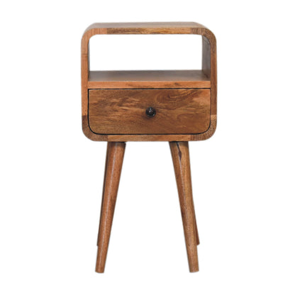 Cote Furniture | Small Curve Open Bedside Table - Oak Compact, Curved, Bedside Tables IN3314