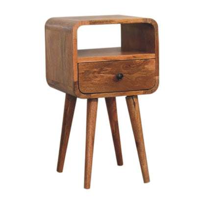 Cote Furniture | Small Curve Open Bedside Table - Oak Compact, Curved, Bedside Tables IN3314