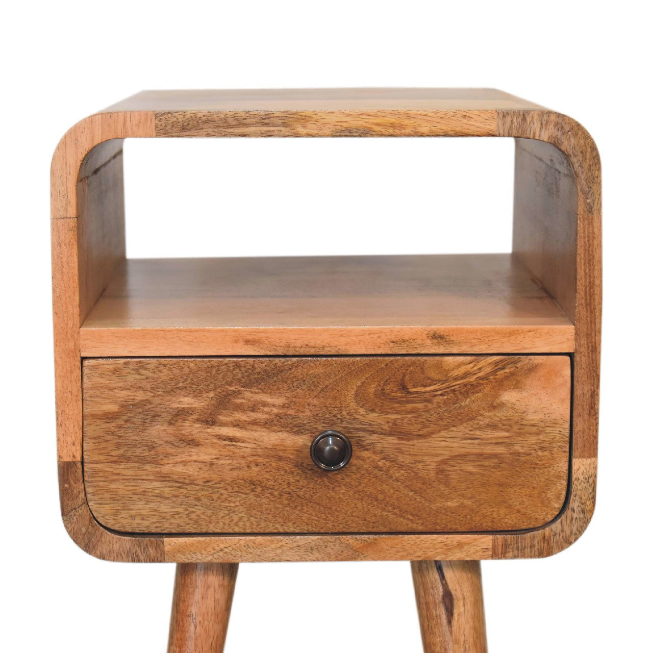 Cote Furniture | Small Curve Open Bedside Table - Oak Compact, Curved, Bedside Tables IN3314