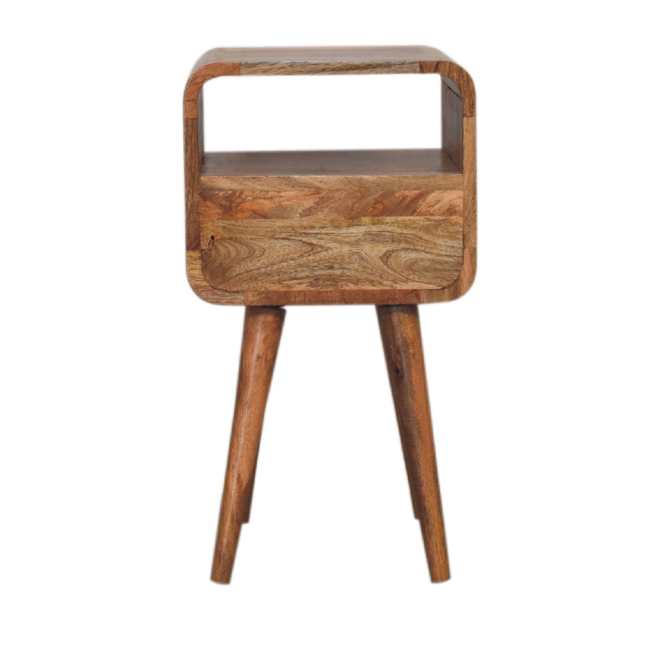 Cote Furniture | Small Curve Open Bedside Table - Oak Compact, Curved, Bedside Tables IN3314