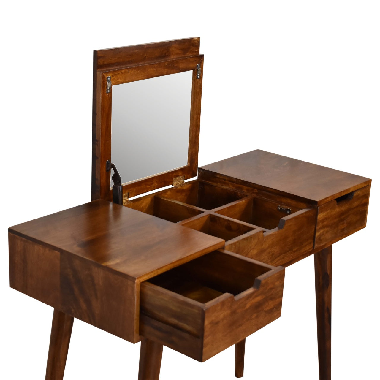 Cote Furniture | Sleek Foldable Mirror Table - Chestnut  Compact, Mirrors, Dressing Tables & Desks IN3316