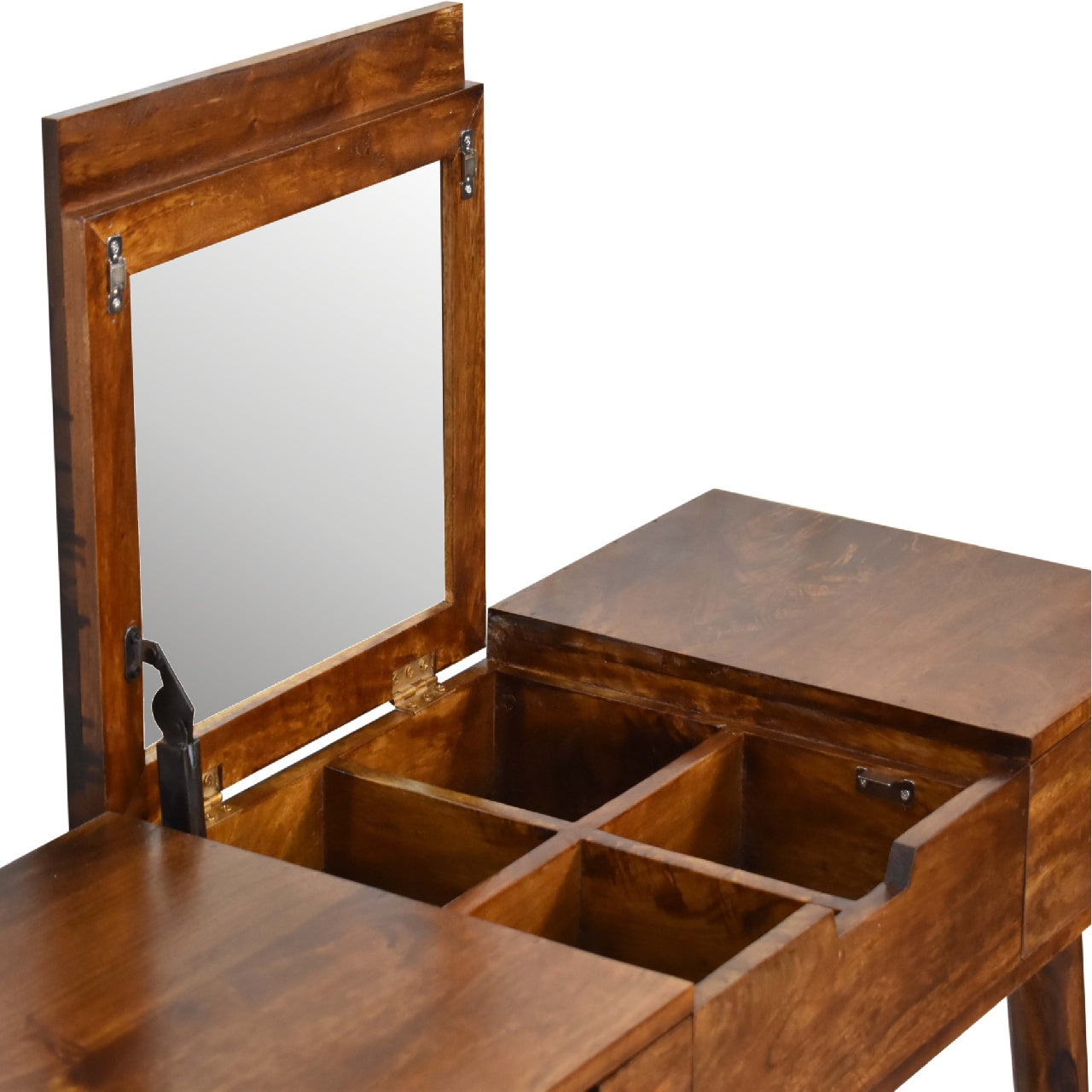 Cote Furniture | Sleek Foldable Mirror Table - Chestnut  Compact, Mirrors, Dressing Tables & Desks IN3316