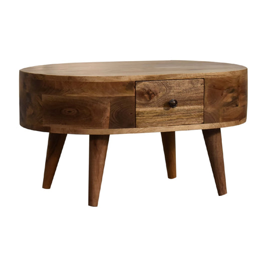 Cote Furniture | Small Rounded Coffee Table - Oak  Compact, Coffee Tables IN3328