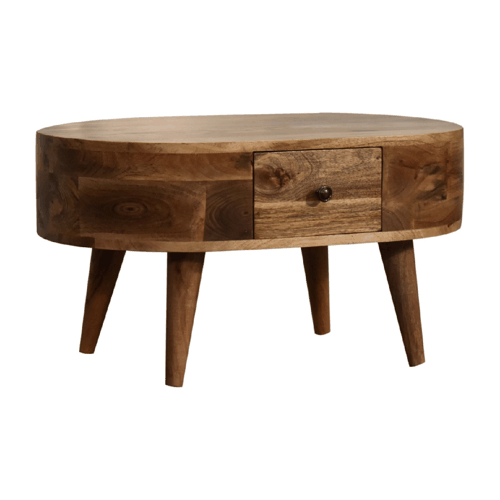 Cote Furniture | Small Rounded Coffee Table - Oak  Compact, Coffee Tables IN3328