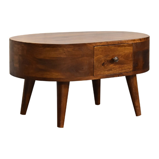 Cote Furniture | Small Rounded Coffee Table - Chestnut Compact, Coffee Tables IN3329