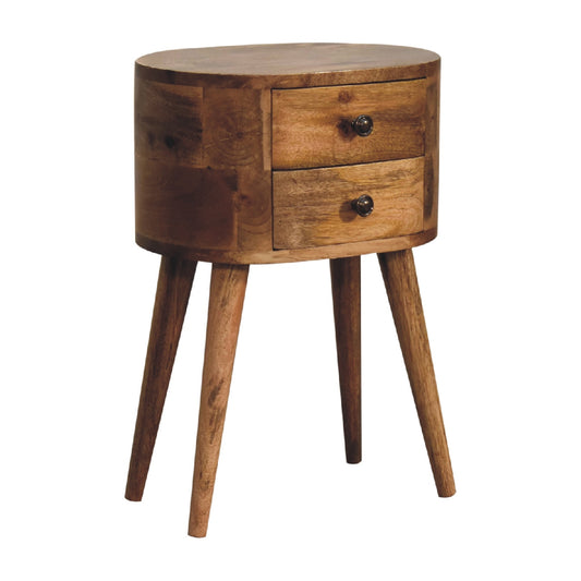 Cote Furniture | Small Rounded Bedside Table Table - Oak  Compact, Bedside Tables IN3330