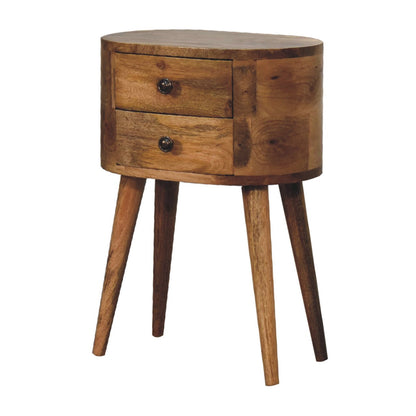 Cote Furniture | Small Rounded Bedside Table Table - Oak  Compact, Bedside Tables IN3330