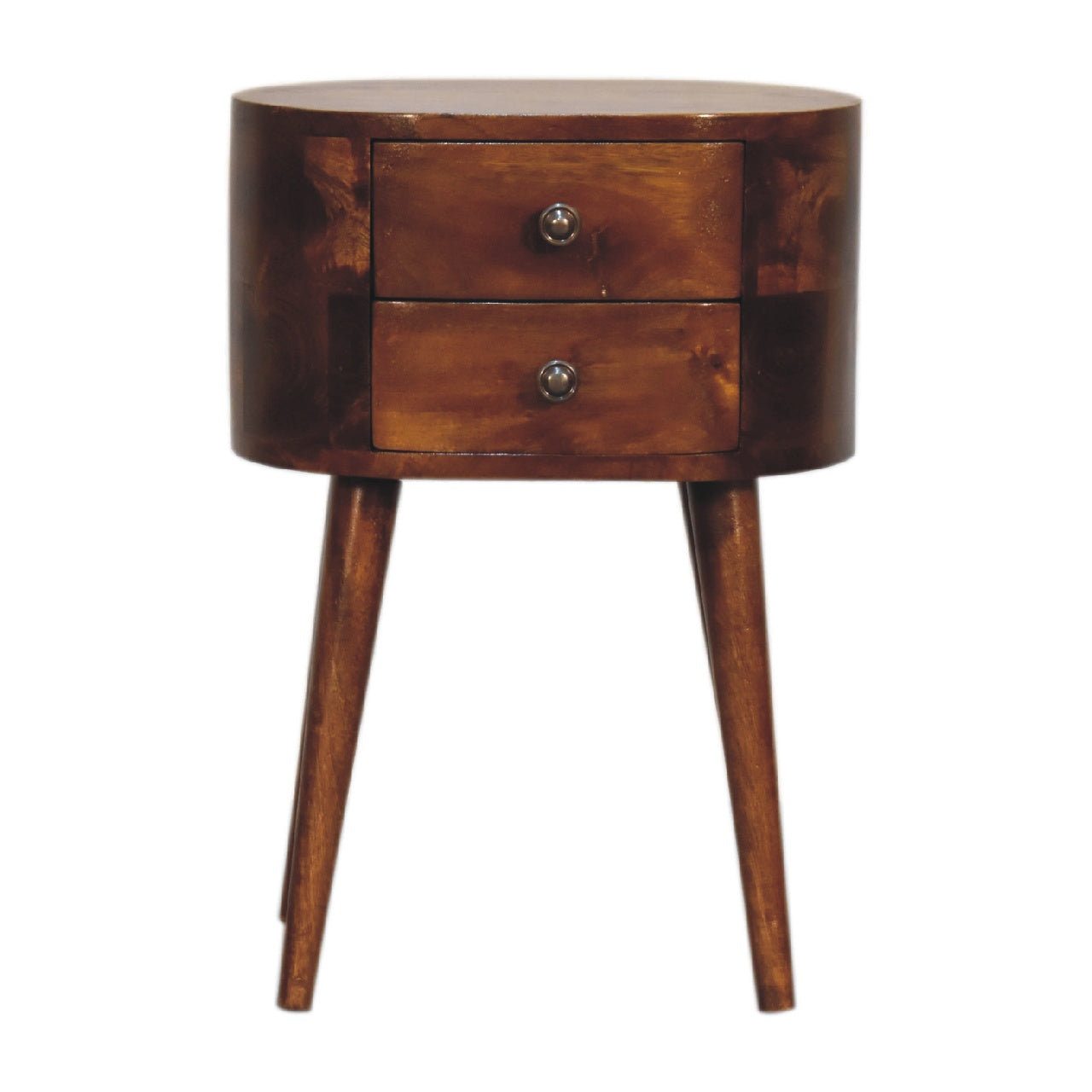 Cote Furniture | Small Rounded Bedside Table - Chestnut Compact, Bedside Tables IN3331