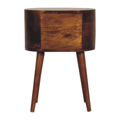 Cote Furniture | Small Rounded Bedside Table - Chestnut Compact, Bedside Tables IN3331