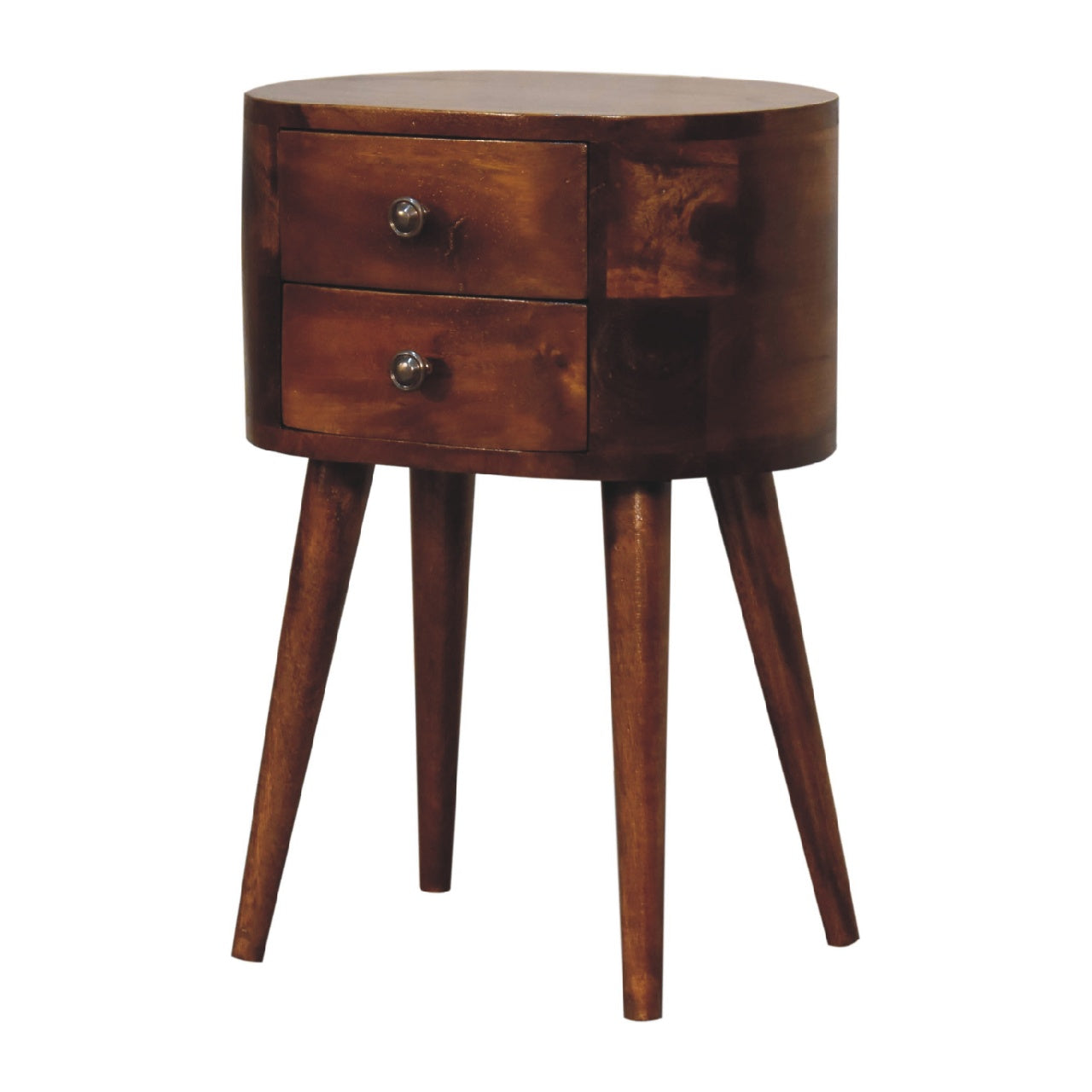 Cote Furniture | Small Rounded Bedside Table - Chestnut Compact, Bedside Tables IN3331