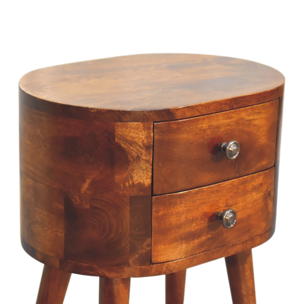 Cote Furniture | Small Rounded Bedside Table - Chestnut Compact, Bedside Tables IN3331