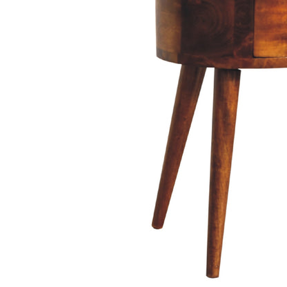 Cote Furniture | Small Rounded Bedside Table - Chestnut Compact, Bedside Tables IN3331