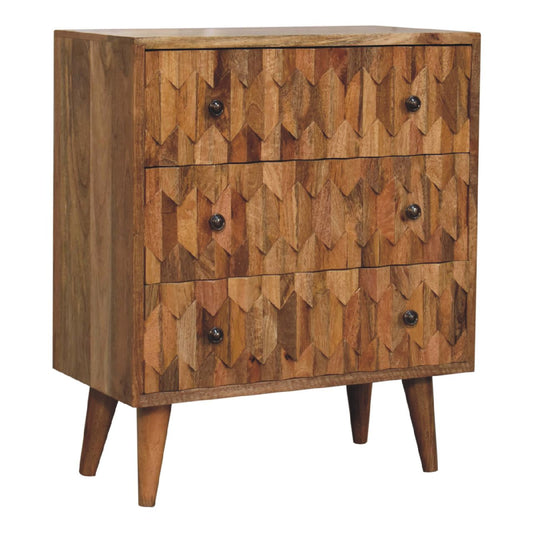 Cote Furniture | Small Pineapple Carved Chest of Drawers - Oak Compact, Pineapple, Chest of Drawers IN3335