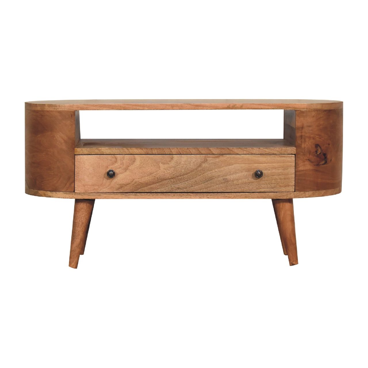 Cote Furniture | Small Rounded TV Unit - Oak Compact, TV Stands IN3340