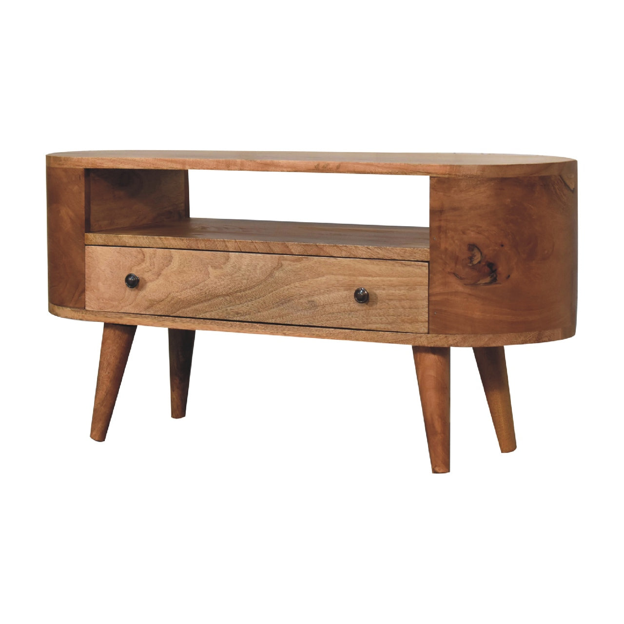 Cote Furniture | Small Rounded TV Unit - Oak Compact, TV Stands IN3340