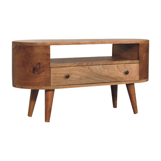 Cote Furniture | Small Rounded TV Unit - Oak Compact, TV Stands IN3340