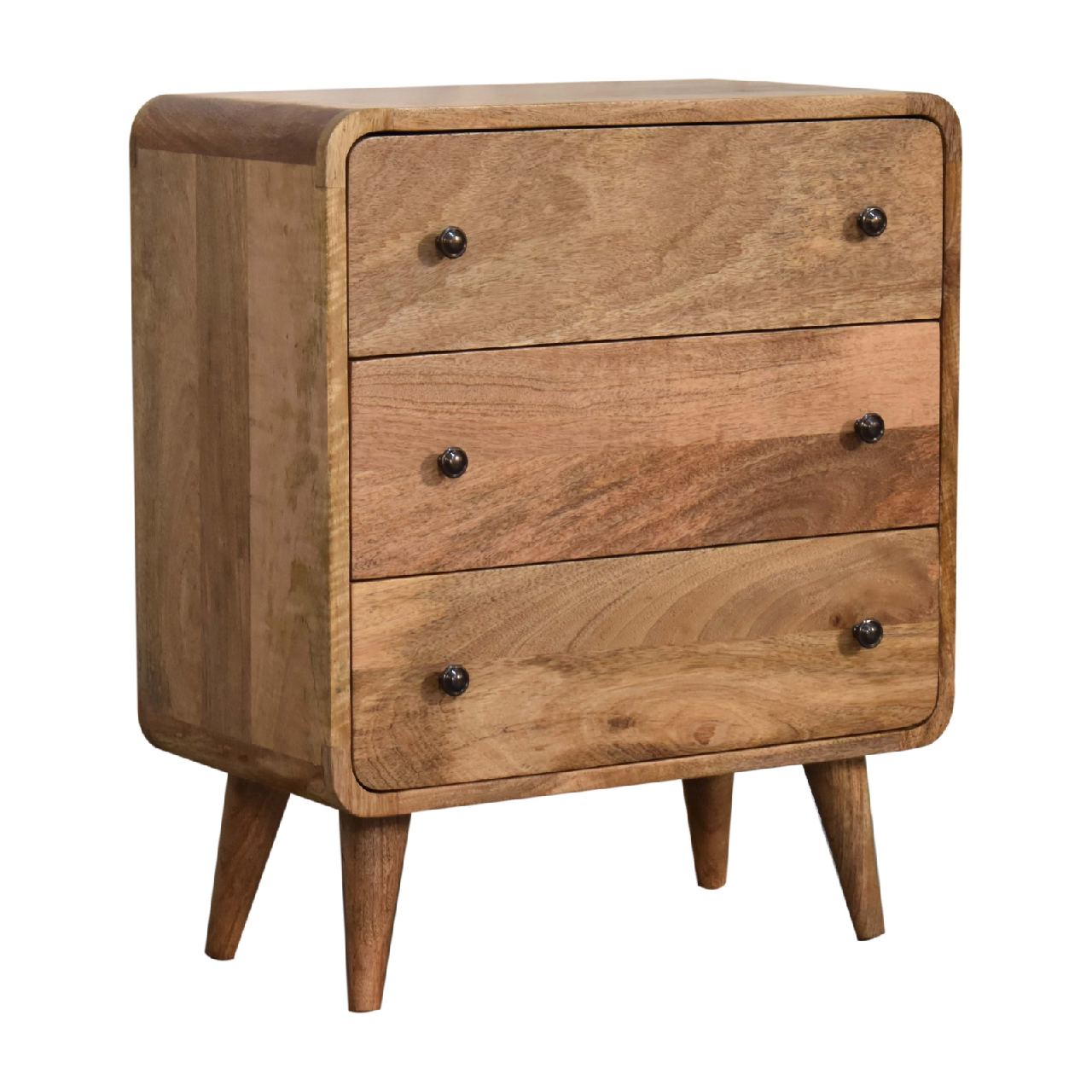 Cote Furniture | Small Curved Chest of Drawers - Oak Compact, Curved, Chest of Drawers IN3341