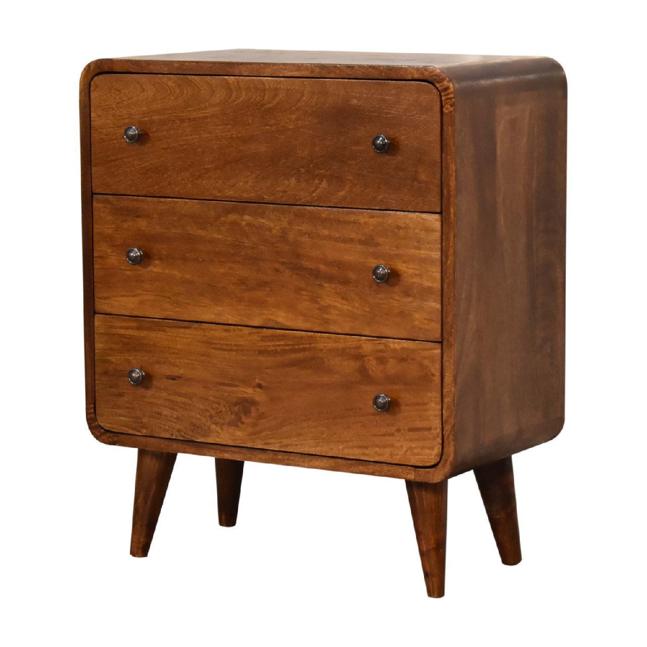 Cote Furniture | Small Curved Chest of Drawers - Chestnut Compact, Curved, Chest of Drawers IN3342