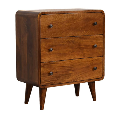 Cote Furniture | Small Curved Chest of Drawers - Chestnut Compact, Curved, Chest of Drawers IN3342