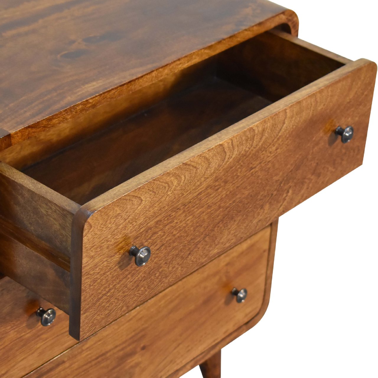 Cote Furniture | Small Curved Chest of Drawers - Chestnut Compact, Curved, Chest of Drawers IN3342