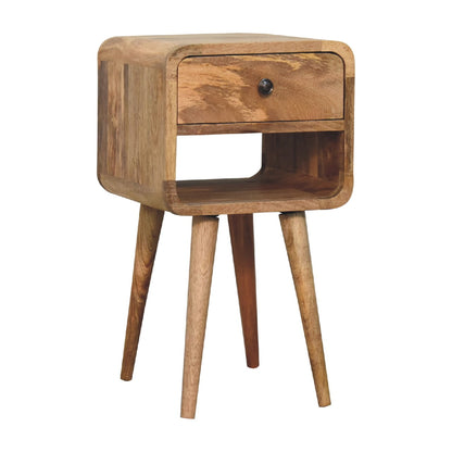 Cote Furniture | Small Curved Lower Bedside Table - Oak  Compact, Curved, Bedside Tables IN3349