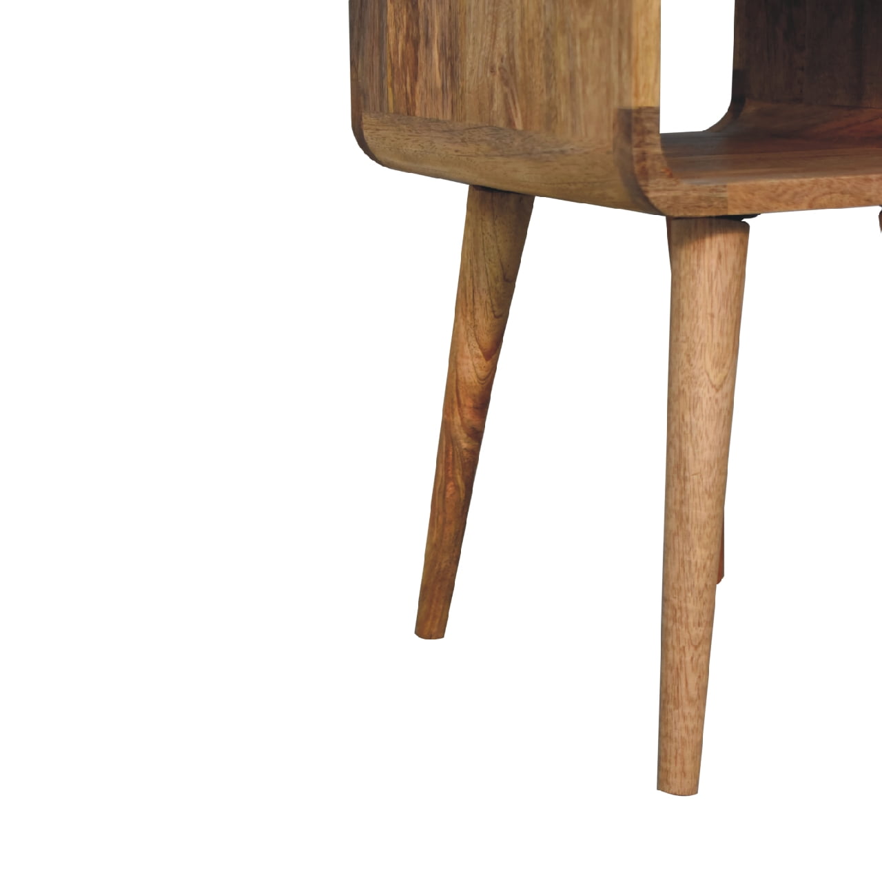 Cote Furniture | Small Curved Lower Bedside Table - Oak  Compact, Curved, Bedside Tables IN3349