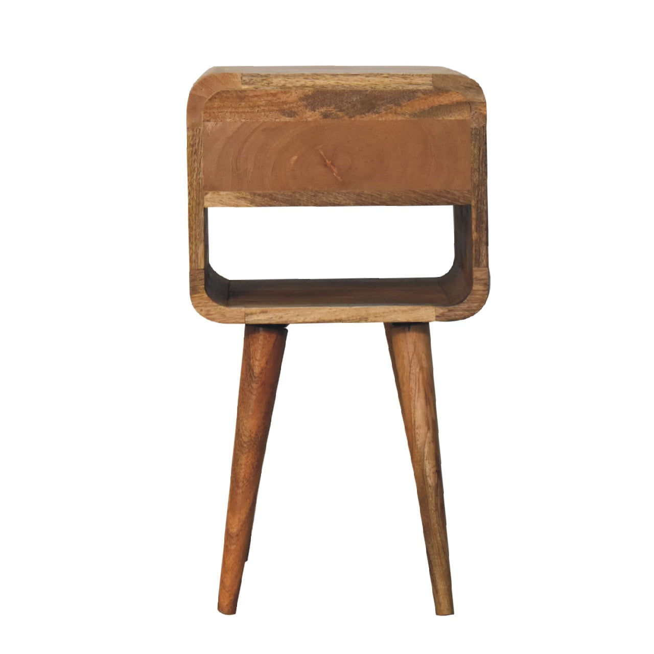 Cote Furniture | Small Curved Lower Bedside Table - Oak  Compact, Curved, Bedside Tables IN3349