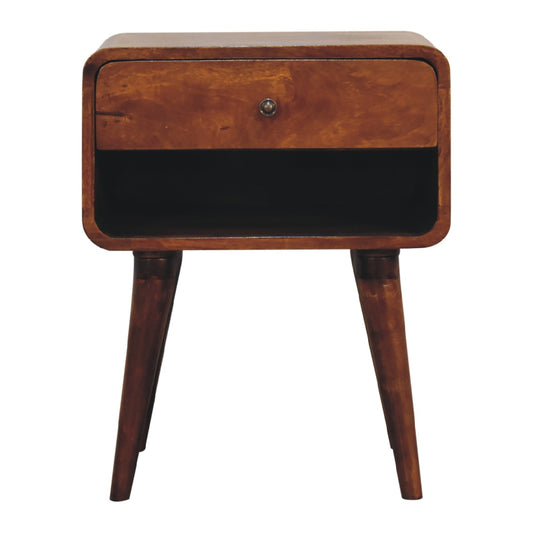 Cote Furniture | Curved Open Bedside Table 1 Drawer - Chestnut  Curved, Bedside Tables IN3363