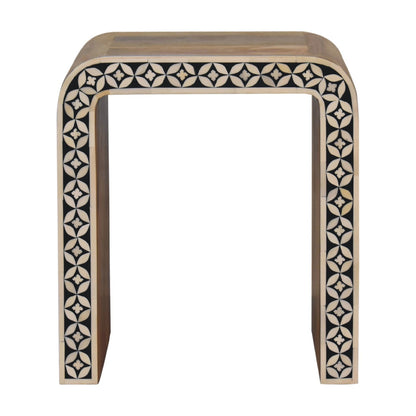 Cote Furniture | Edessa White Pattern Side Table - Oak Edessa, Side Tables IN3385