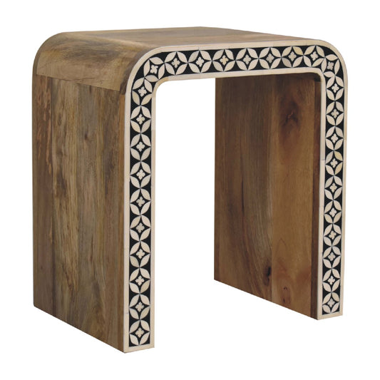 Cote Furniture | Edessa White Pattern Side Table - Oak Edessa, Side Tables IN3385