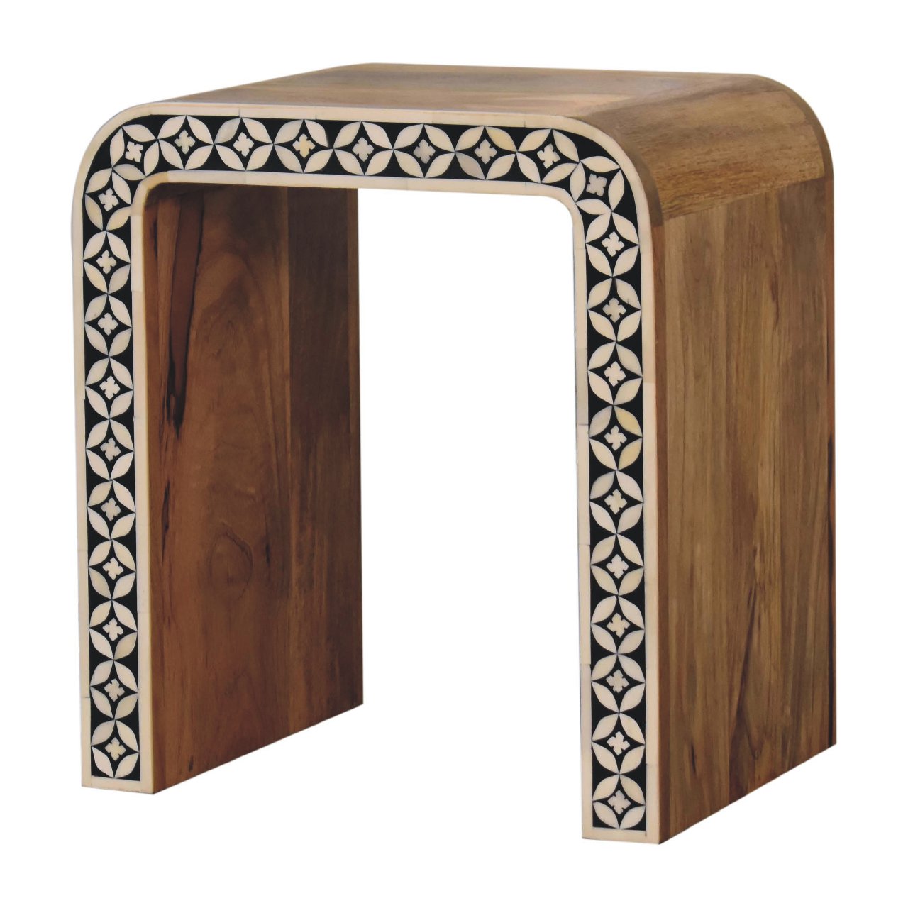 Cote Furniture | Edessa White Pattern Side Table - Oak Edessa, Side Tables IN3385