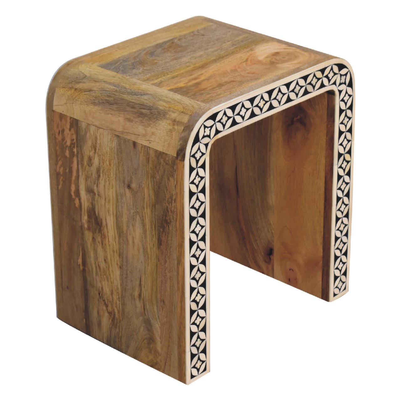 Cote Furniture | Edessa White Pattern Side Table - Oak Edessa, Side Tables IN3385