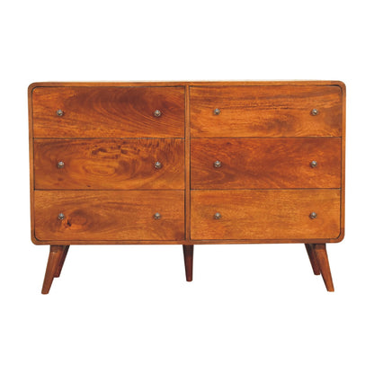 Cote Furniture | Large Curved Chest of Drawers 6 Drawer - Chestnut Chest of Drawers IN3404