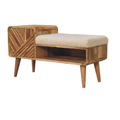 Cote Furniture | Boucle Carved Telephone Table & Seat - Oak Hallway Seating & Storage IN3407