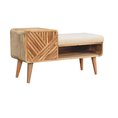 Cote Furniture | Boucle Carved Telephone Table & Seat - Oak Hallway Seating & Storage IN3407