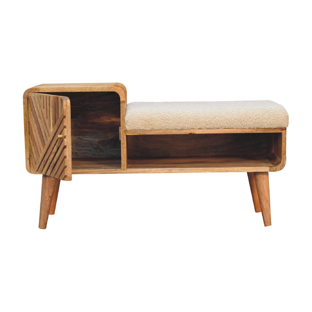 Cote Furniture | Boucle Carved Telephone Table & Seat - Oak Hallway Seating & Storage IN3407