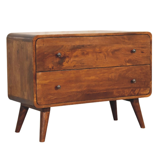 Cote Furniture | Curved Chest of Drawers 2 Drawer - Chestnut Chest of Drawers IN3410