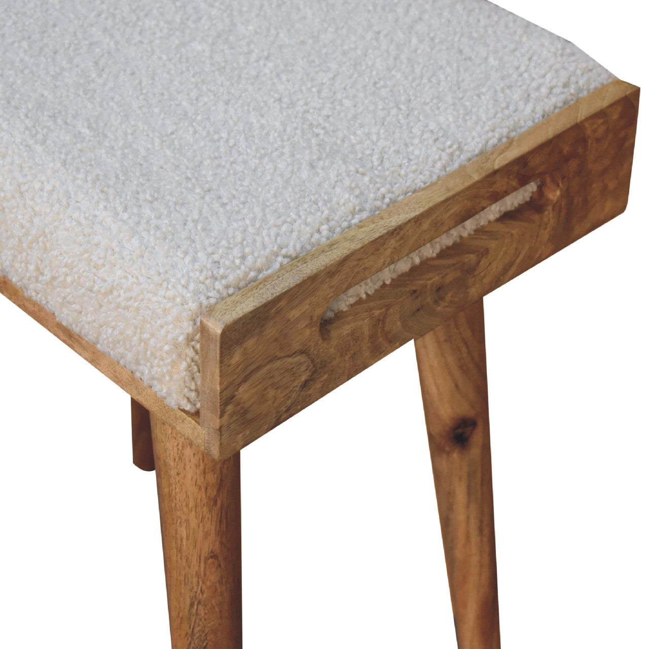 Cote Furniture | Boucle Tray Style Footstool - Cream  Footstools IN3433