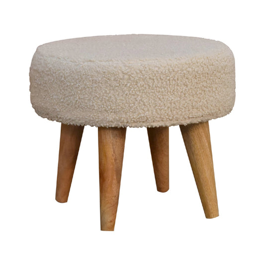 Cote Furniture | Boucle Petite Footstool - Cream  Compact, Footstools IN3434