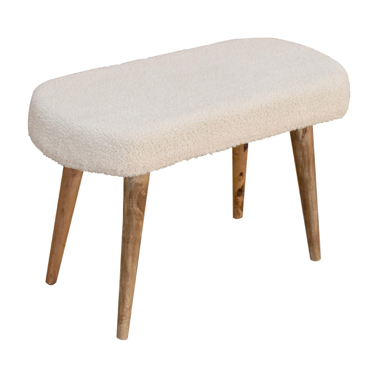 Cote Furniture | Boucle Nordic Bench - Cream  Hallway Seating & Storage, Accent Chairs & Armchairs IN3435