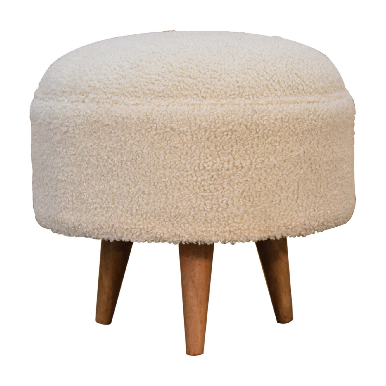 Cote Furniture | Boucle Rounded Footstool - Cream  Footstools IN3436