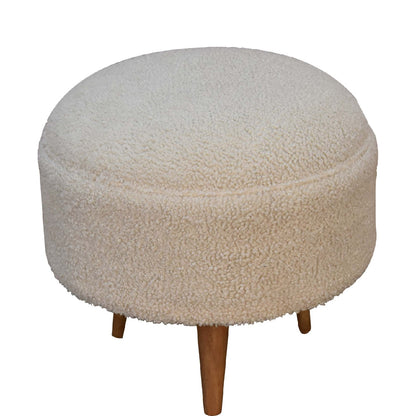 Cote Furniture | Boucle Rounded Footstool - Cream  Footstools IN3436