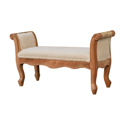 Cote Furniture | Boucle French Style Bench - Cream  Hallway Seating & Storage, Accent Chairs & Armchairs IN3437