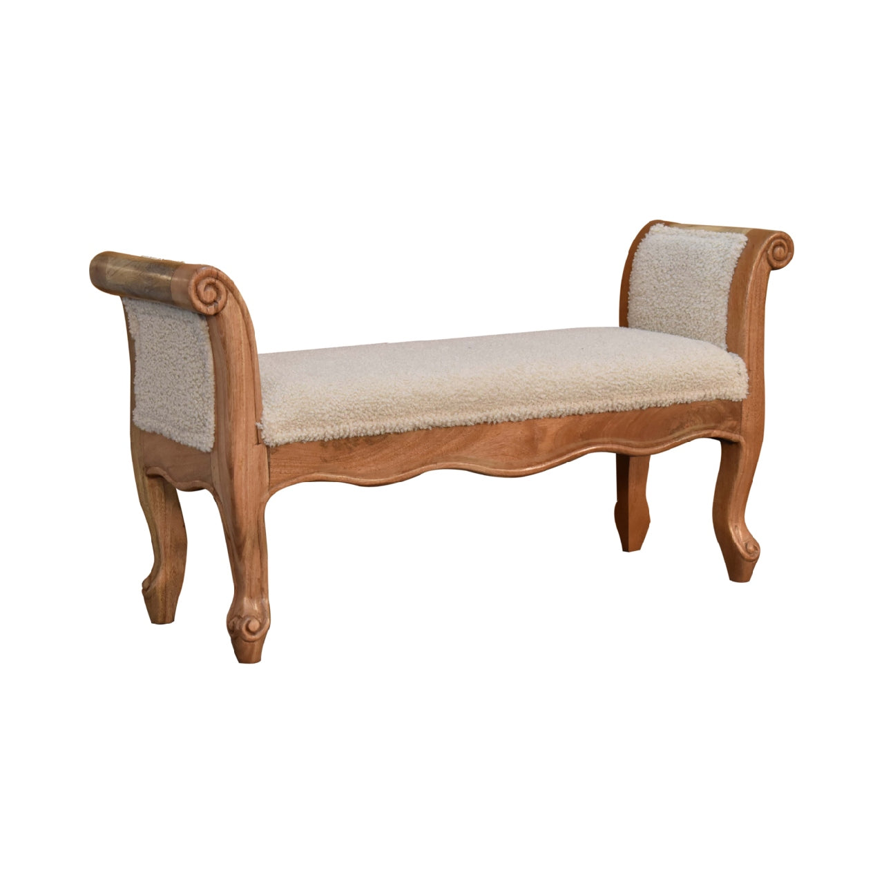 Cote Furniture | Boucle French Style Bench - Cream  Hallway Seating & Storage, Accent Chairs & Armchairs IN3437