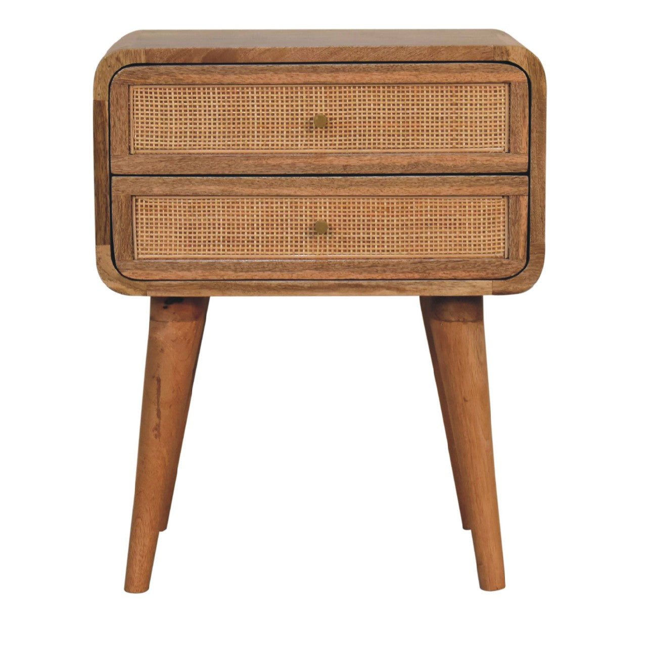 Cote Furniture | Close-knit Ratten Bedside Table 2 Drawer - Oak Rattan,  IN3447