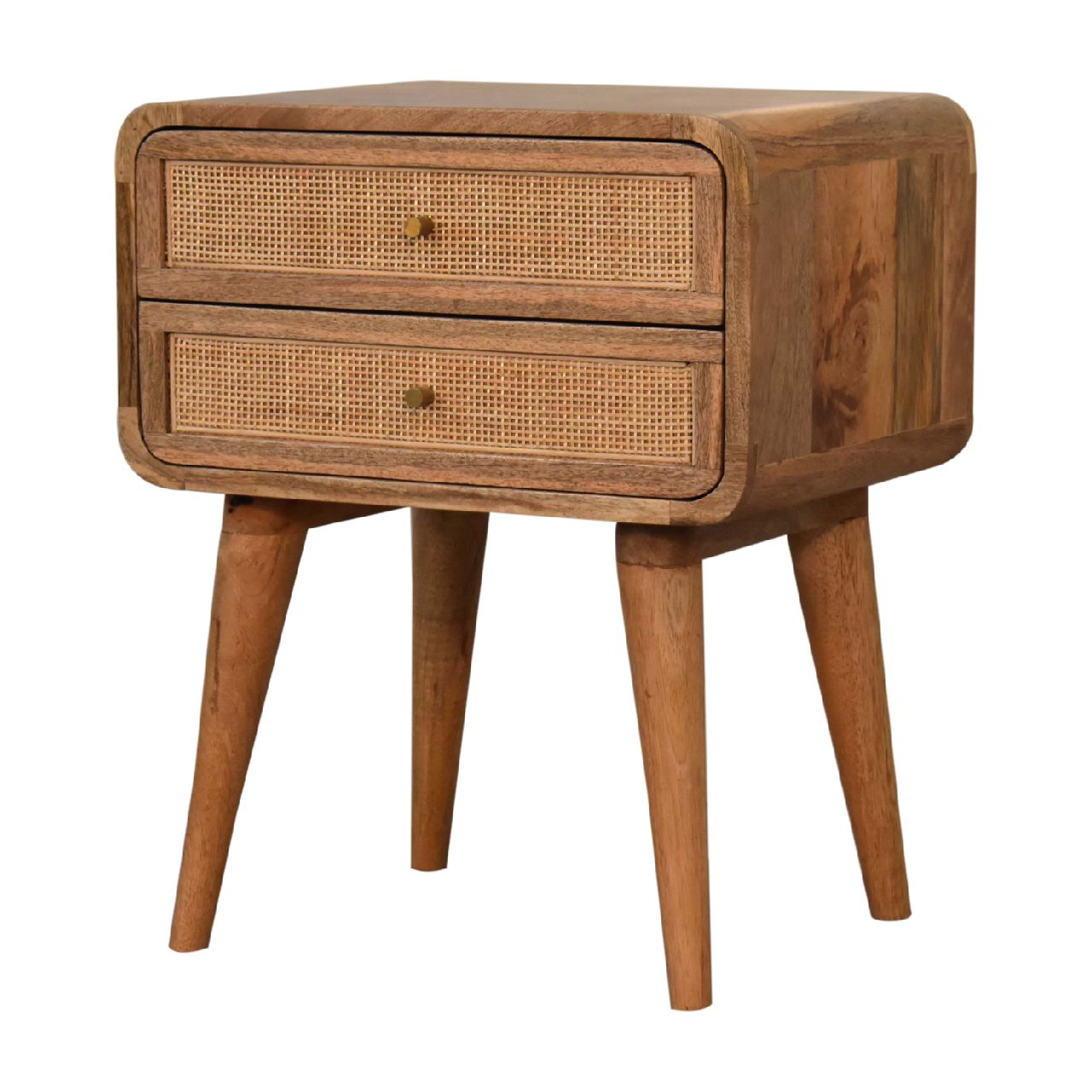 Cote Furniture | Close-knit Ratten Bedside Table 2 Drawer - Oak Rattan,  IN3447