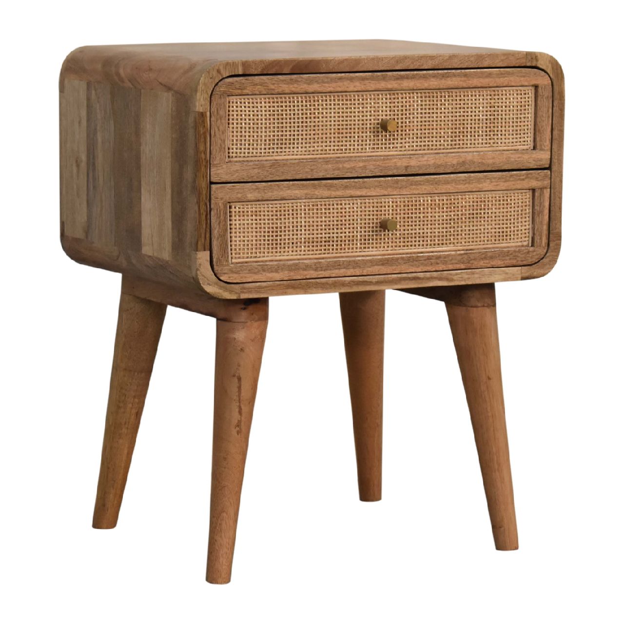 Cote Furniture | Close-knit Ratten Bedside Table 2 Drawer - Oak Rattan,  IN3447