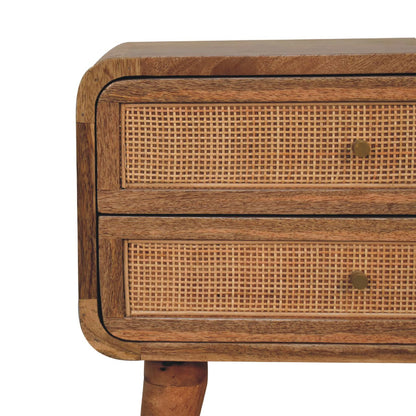 Cote Furniture | Close-knit Ratten Bedside Table 2 Drawer - Oak Rattan,  IN3447