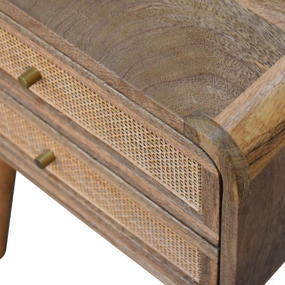 Cote Furniture | Close-knit Ratten Bedside Table 2 Drawer - Oak Rattan,  IN3447