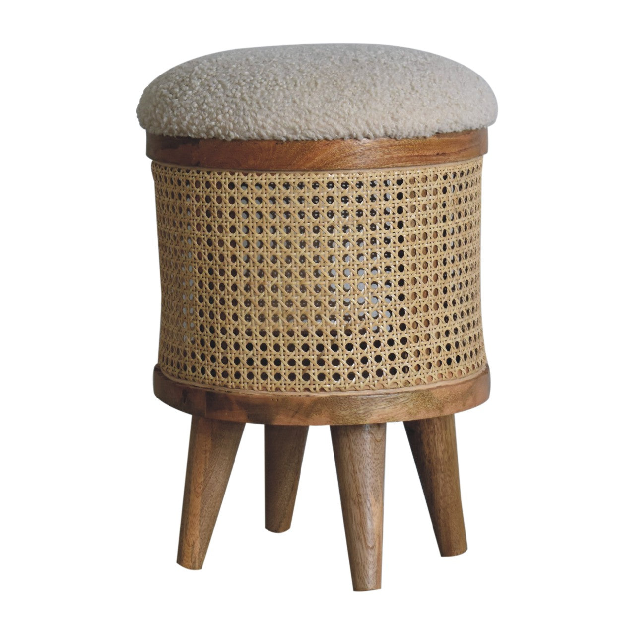 Cote Furniture | Boucle Larissa Rattan Footstool - Cream  Rattan,  IN3460